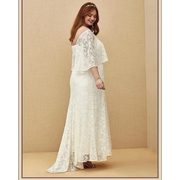 Torrid Ivory Lace Overlay Capelet Sz 20 Wedding Dress Ever After Cloud Dancer - Picture 15 of 16